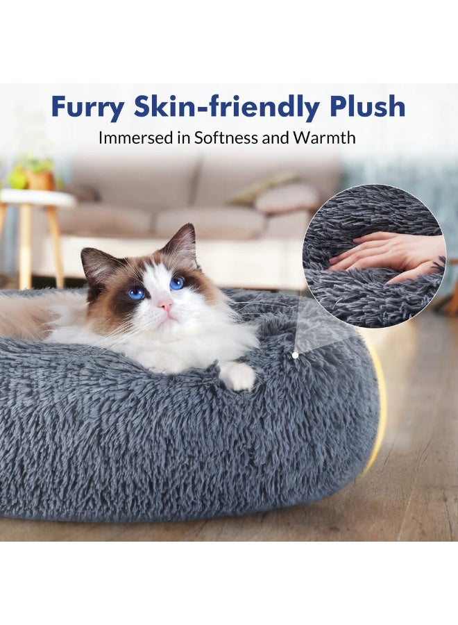 HousLife Cat Bed Plush Donut Cat Bed 40x40CM Soft Fluffy Round Pet Bed, Calming Self Warming Cat Bed Machine Washable with Non Slip Waterproof Bottom for Indoor Cats Small Dogs - Image 4